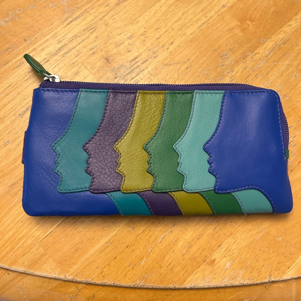 Artistic Blue and Green Women's Leather Wallet